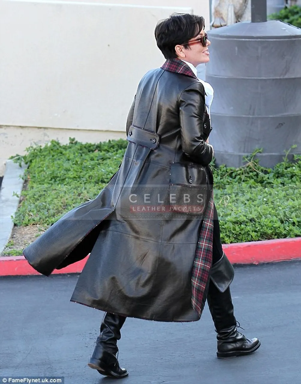 Kris Jenner Leather Overcoat - Black