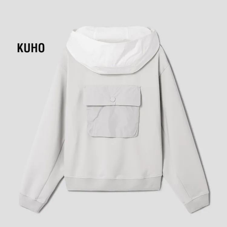 KUHO long sleeves logo cardigans for casual street style.