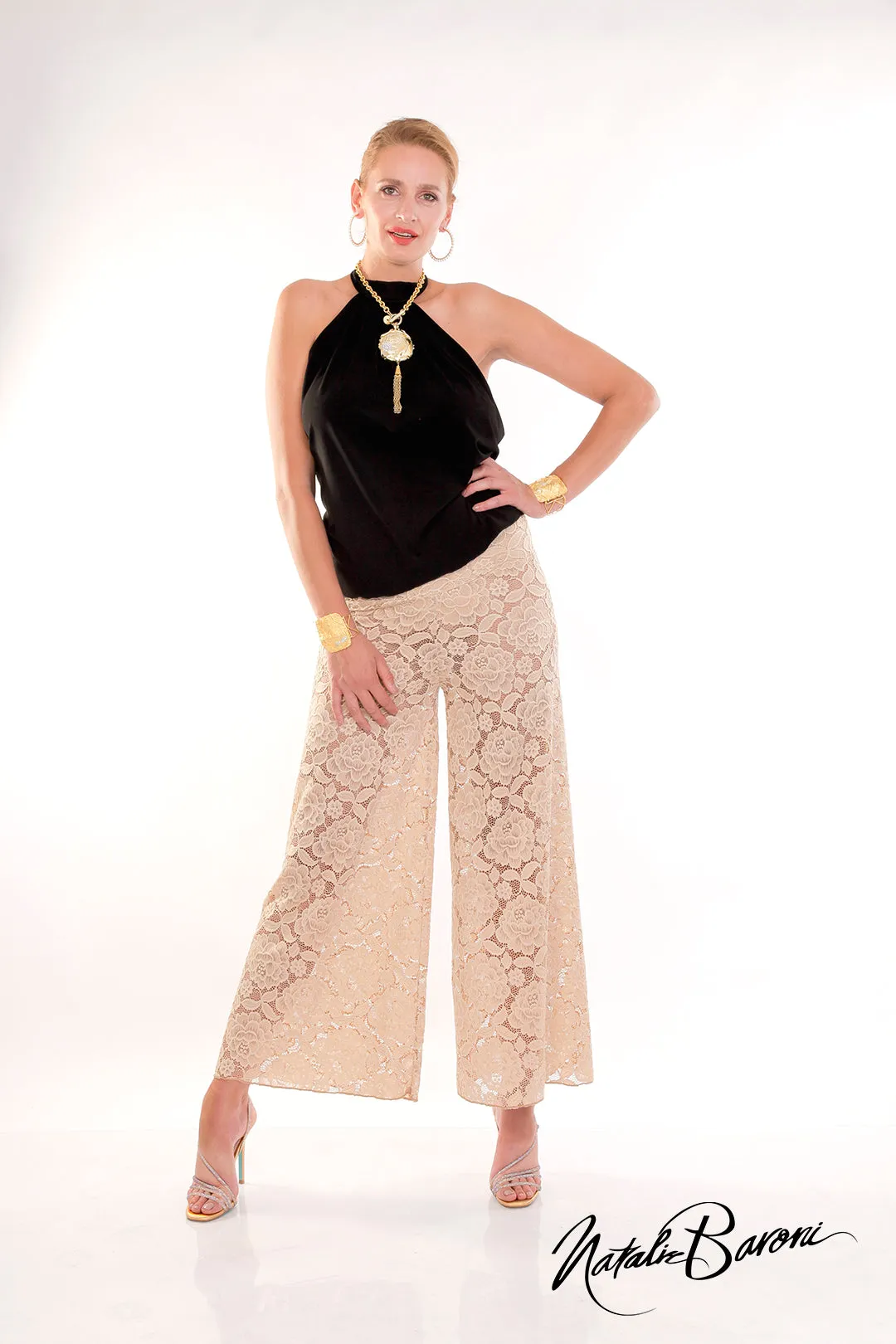 Lace Wide Leg Trousers - Burano