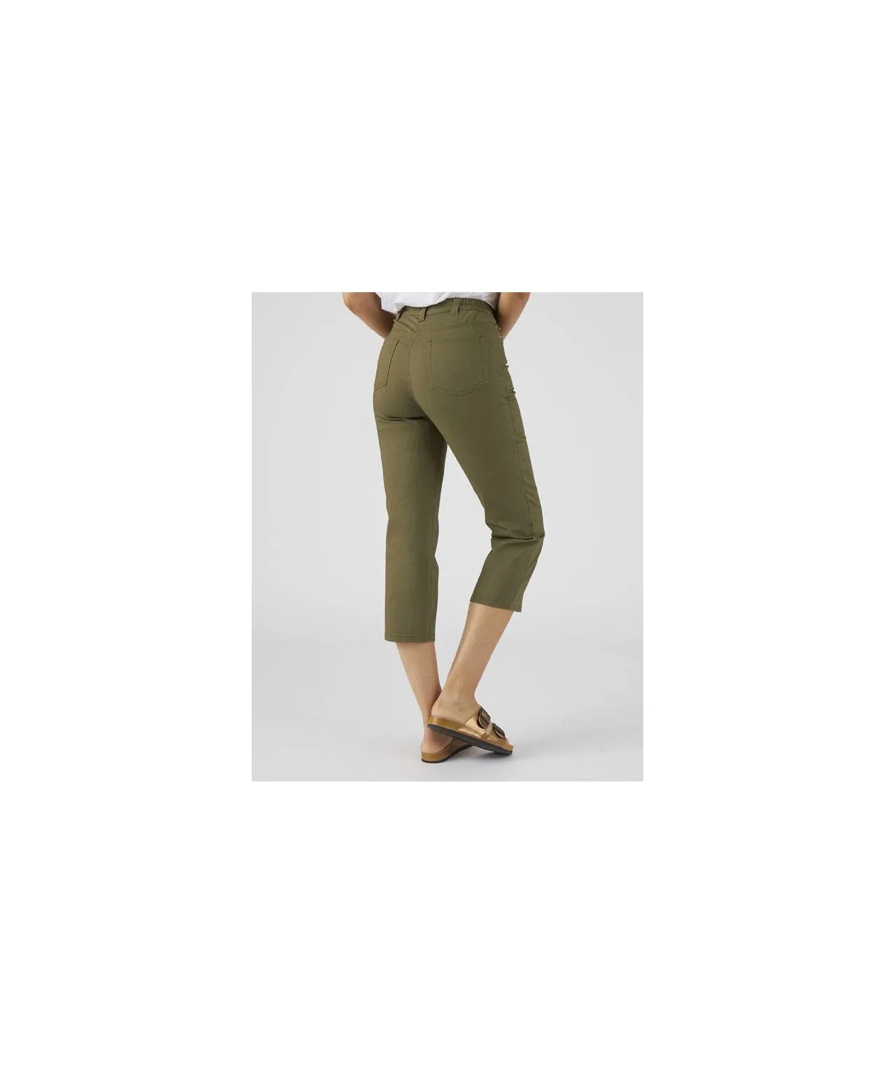 Ladies Cropped Cotton Stretch Trousers