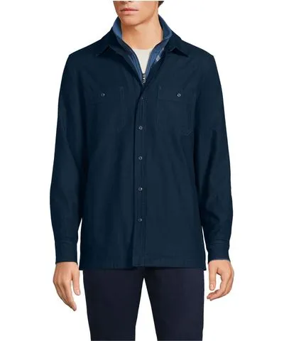 Big & Tall Lined Waffle Shirt Jacket by Lands' End