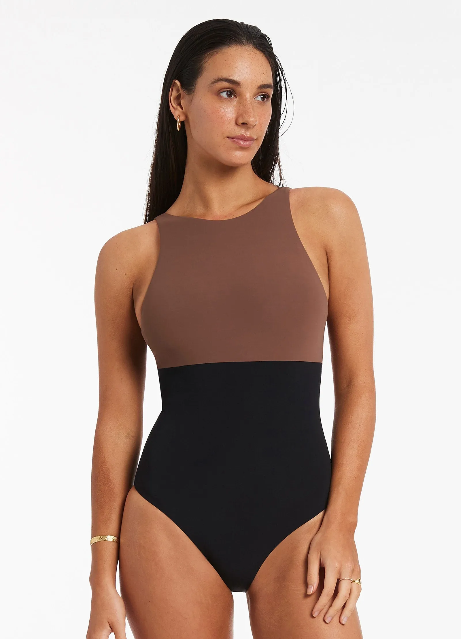 Latte Versa High Neck One Piece Swimsuit