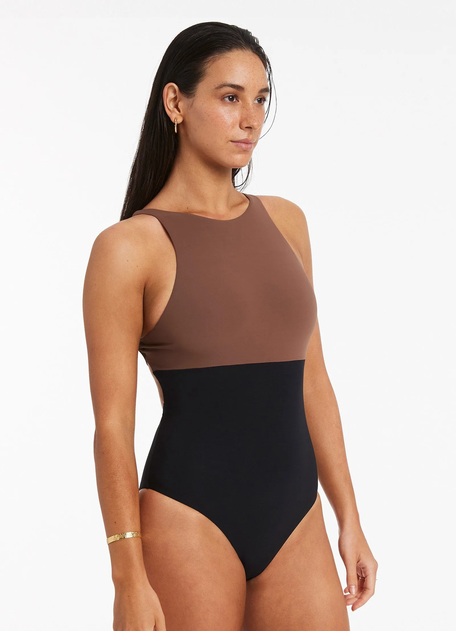 Latte Versa High Neck One Piece Swimsuit