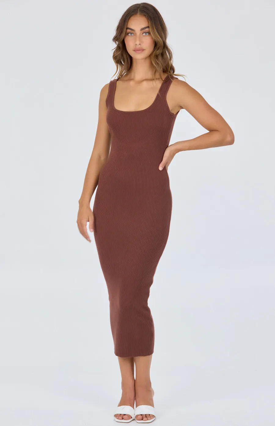 Black Knit Midi Dress with Low Back (SKN518)