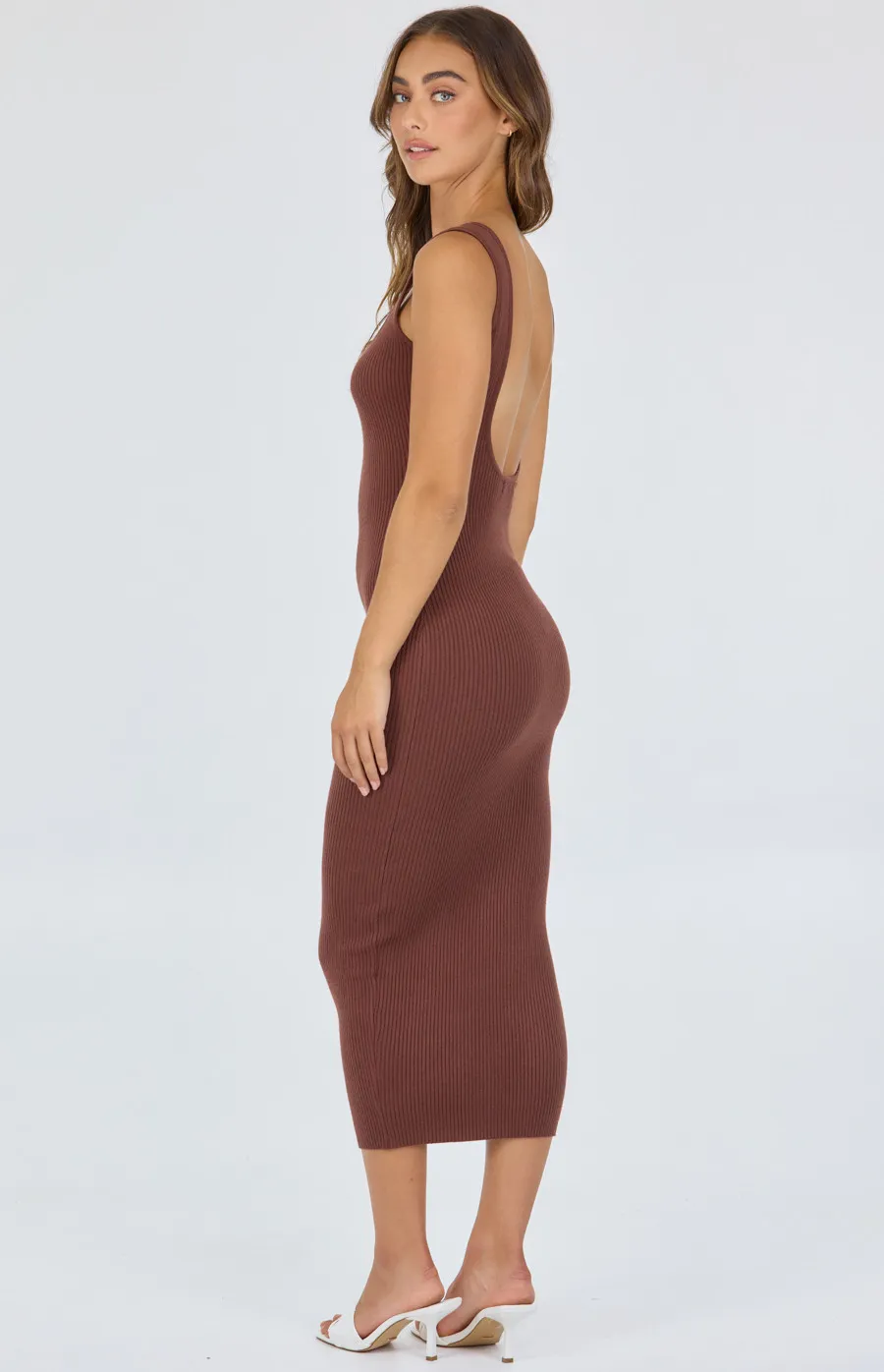 Black Knit Midi Dress with Low Back (SKN518)