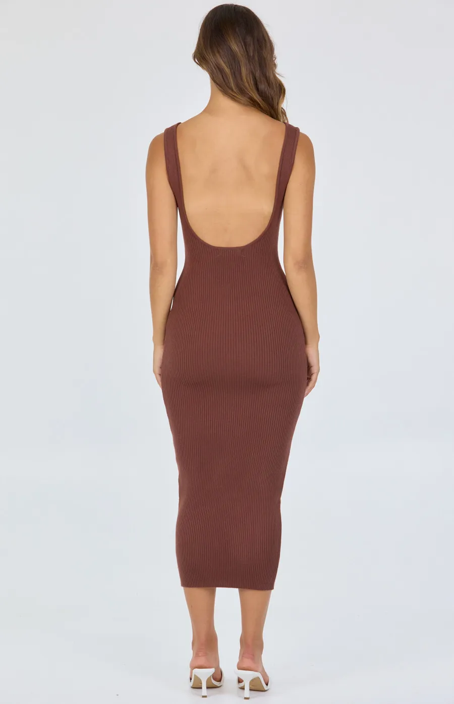 Black Knit Midi Dress with Low Back (SKN518)