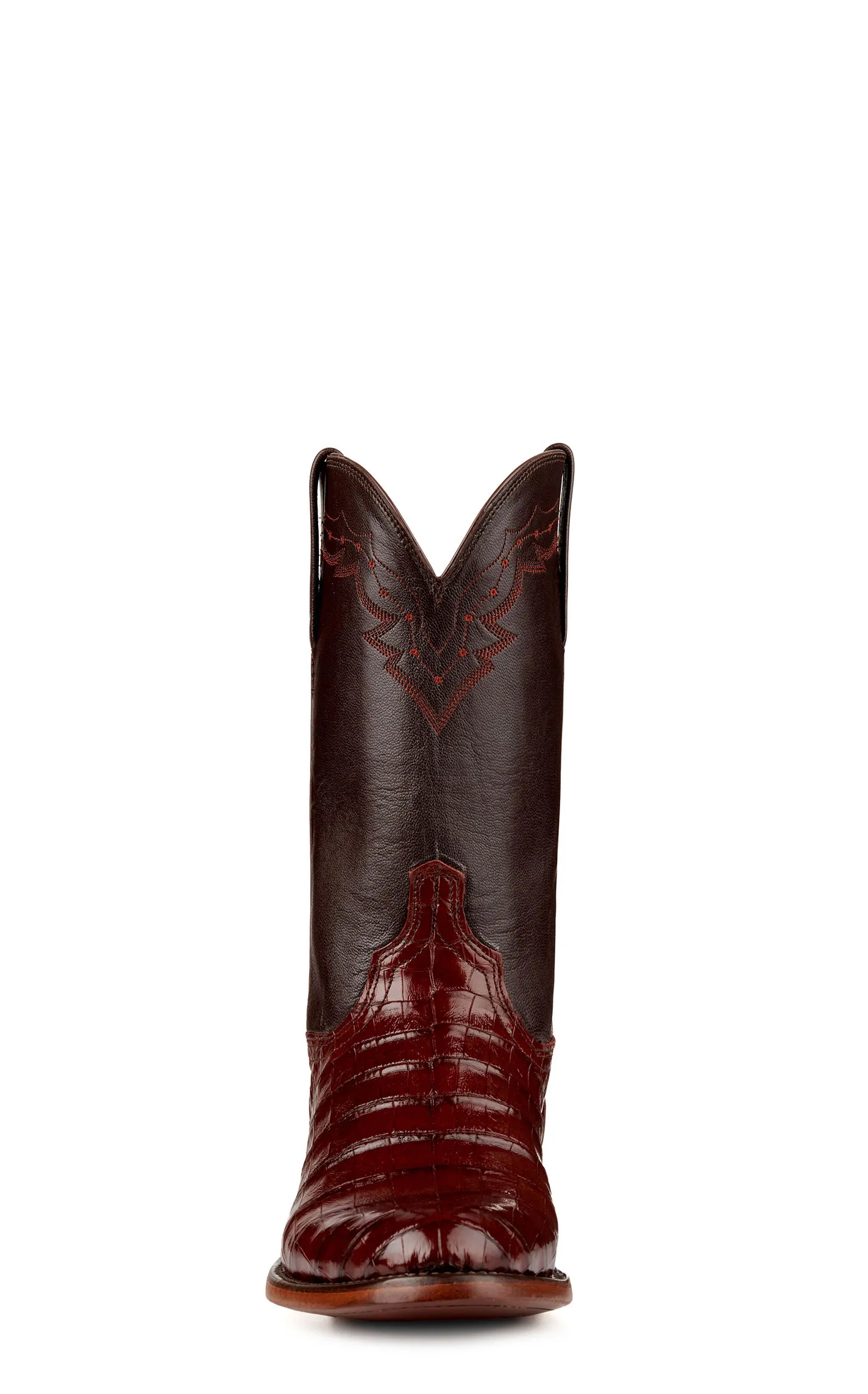 Lucchese Men's Exotic Caiman Belly Roper Boots - Chocolate Sienna