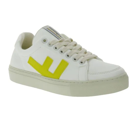 Made in Spain Women's City Shoes Vegan Low-Top Sneakers Classic 70's white/yellow/gray by FLAMINGOS LIFE