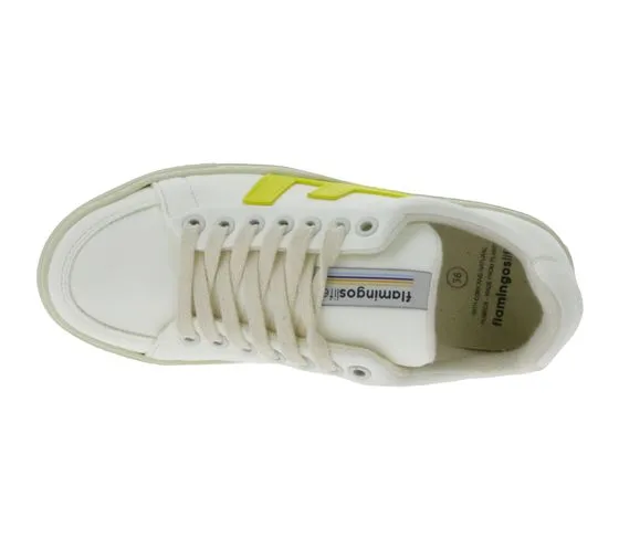 Made in Spain Women's City Shoes Vegan Low-Top Sneakers Classic 70's white/yellow/gray by FLAMINGOS LIFE