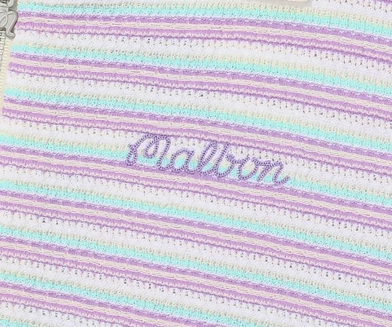 Malbon Golf Striped Short Sleeve Cardigans