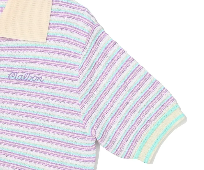 Malbon Golf Striped Short Sleeve Cardigans