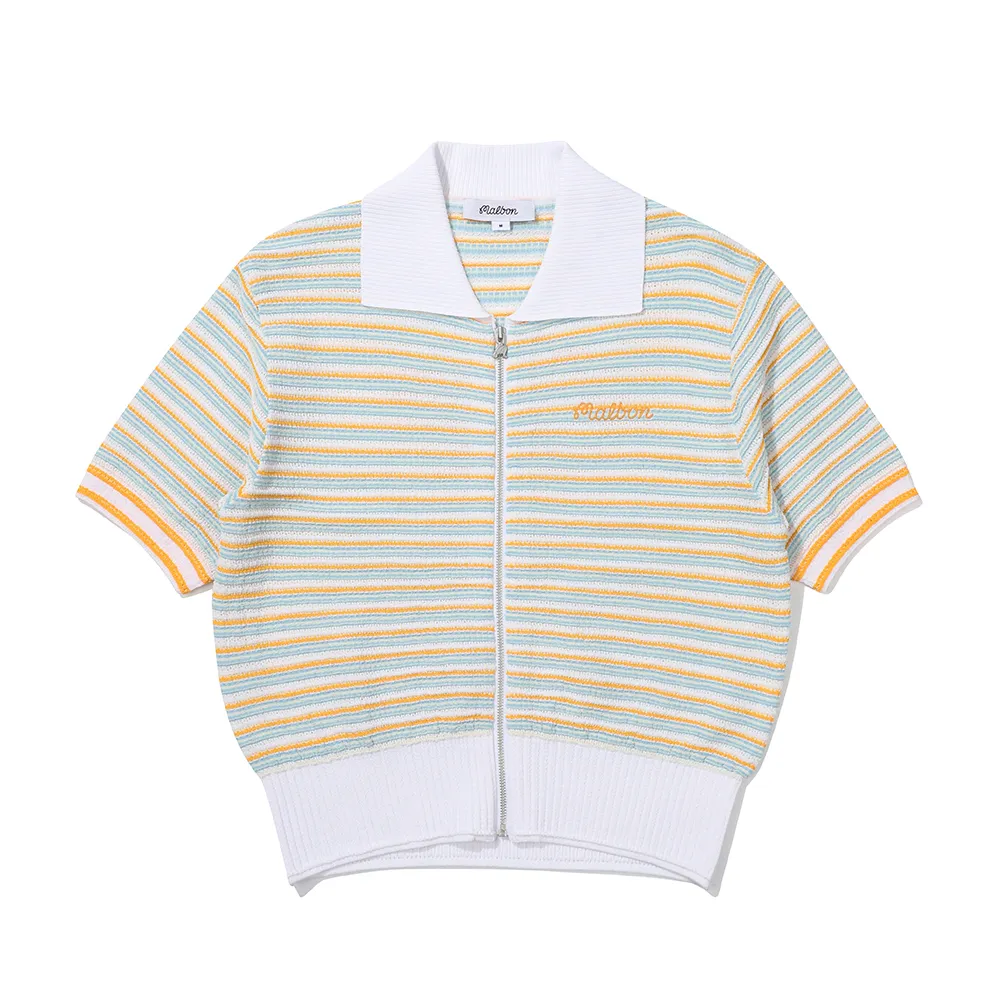 Malbon Golf Striped Short Sleeve Cardigans