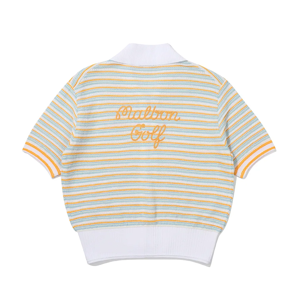 Malbon Golf Striped Short Sleeve Cardigans