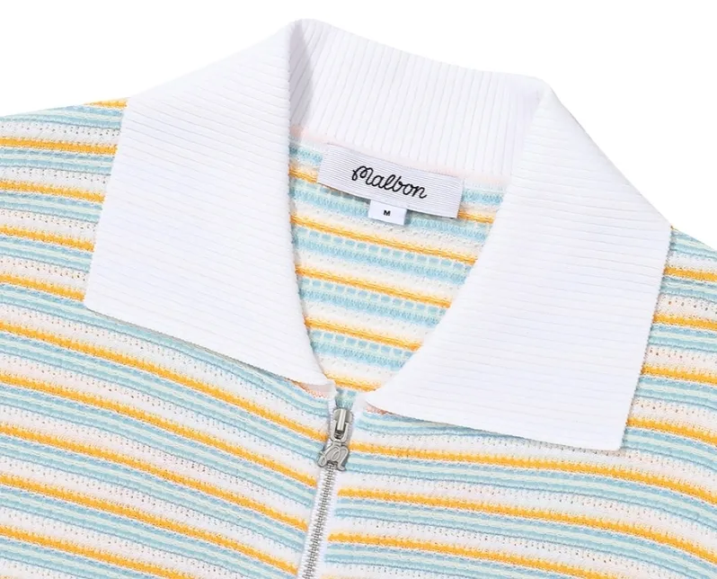 Malbon Golf Striped Short Sleeve Cardigans