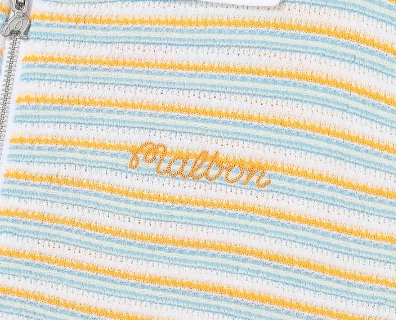 Malbon Golf Striped Short Sleeve Cardigans