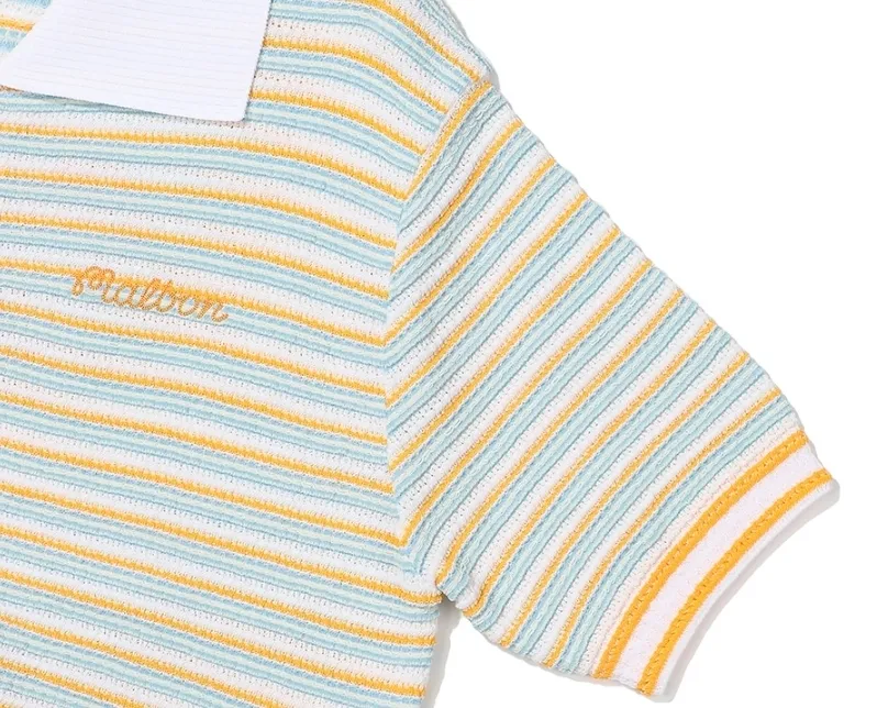 Malbon Golf Striped Short Sleeve Cardigans