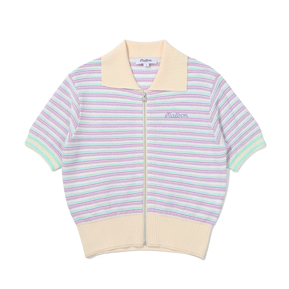 Malbon Golf Striped Short Sleeve Cardigans