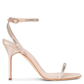 Manolo Blahnik Nude Satin Crinastra 105 Sandals