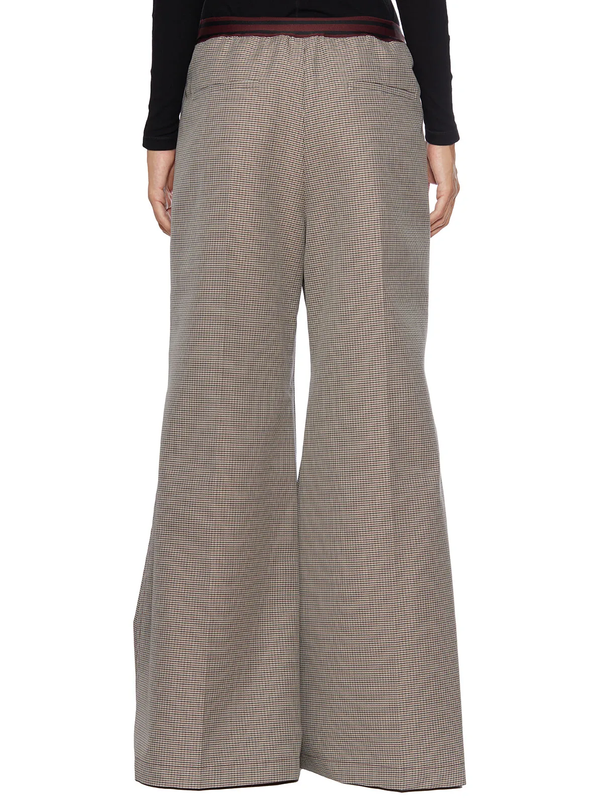 Marni women's grey trousers with logo waistband and flared legs