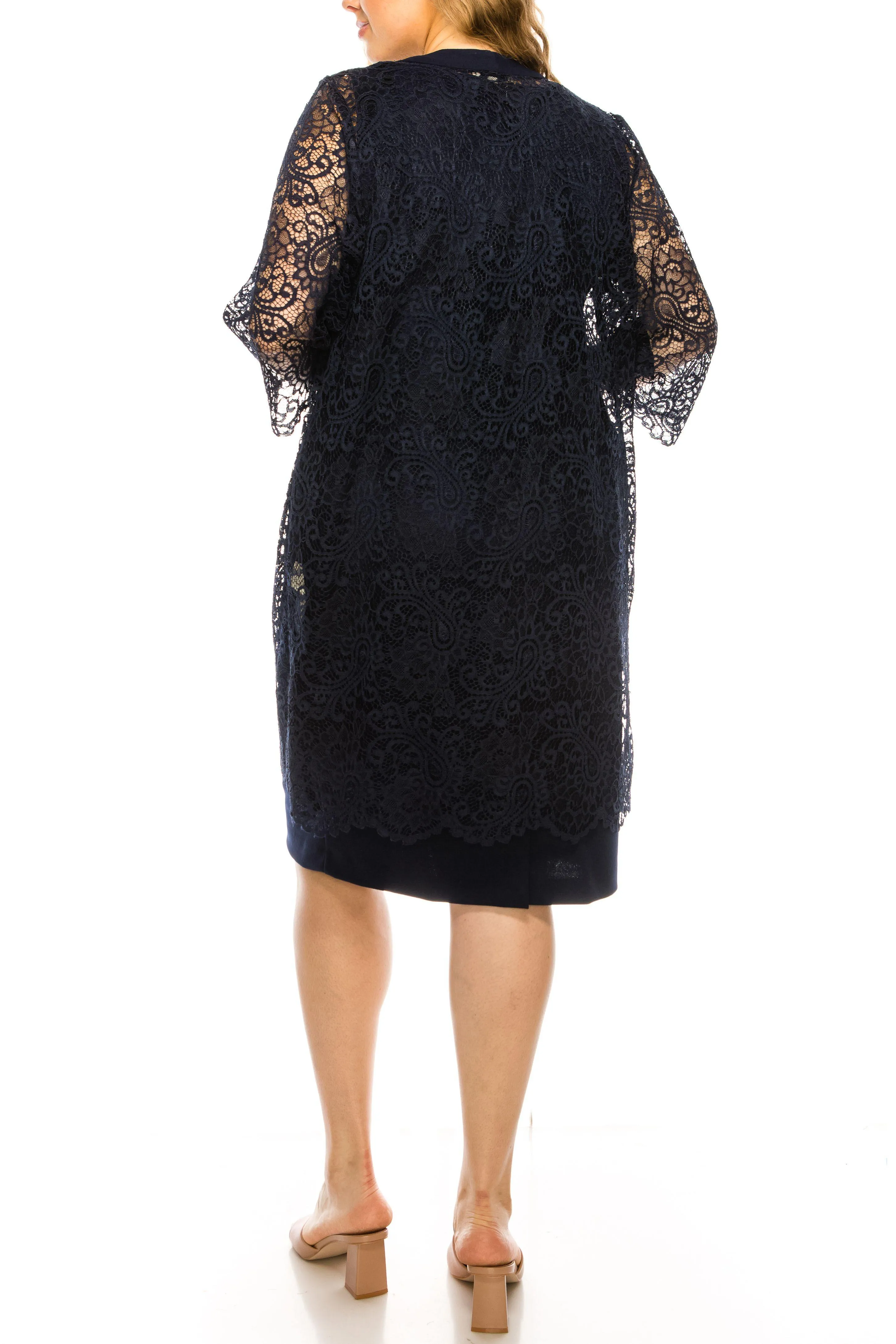 Maya Brooke Lace Dress with Short Long Sleeve Jacket - Style 29258