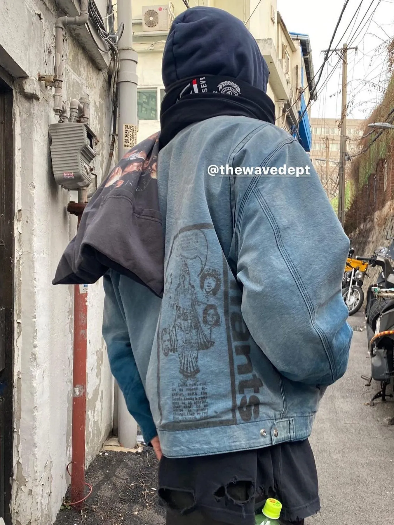 Melancholic Rich Kid Vintage Wash Blue Denim Jacket - Outerwear