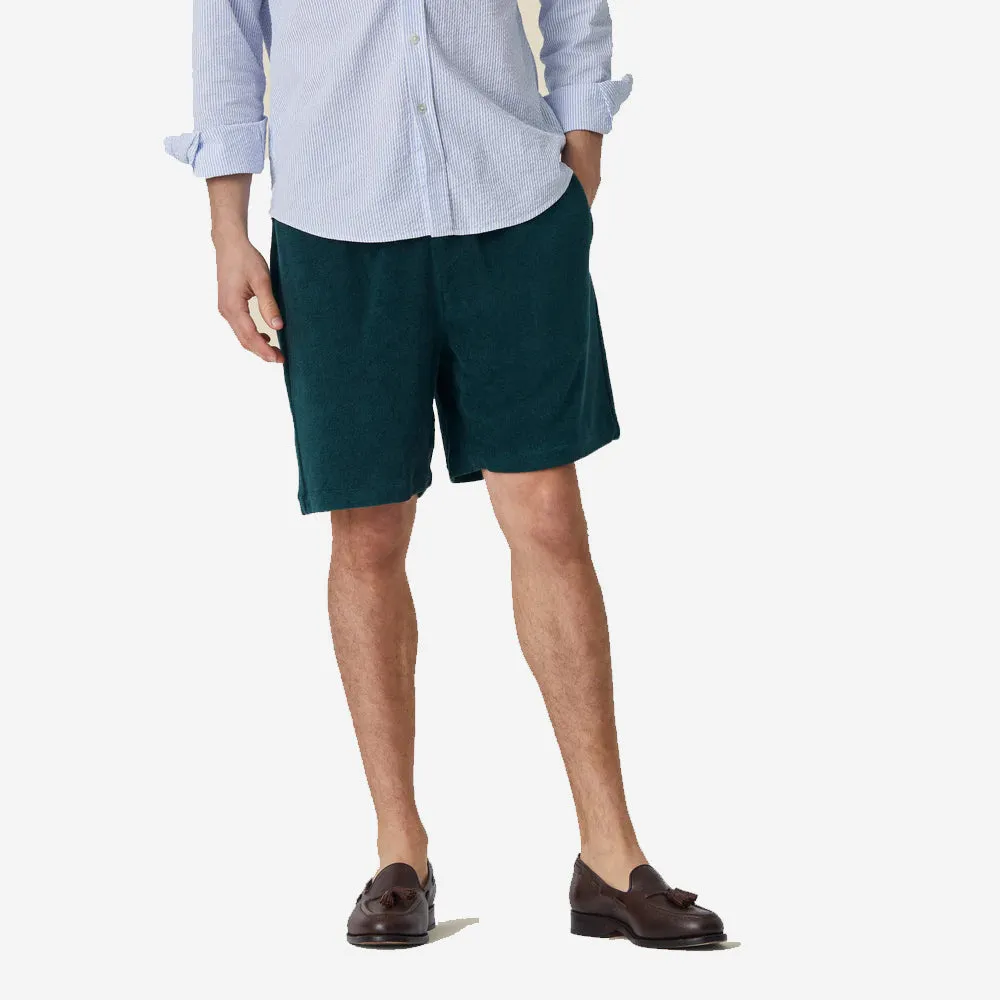 Mens Green Terry Easy Shorts