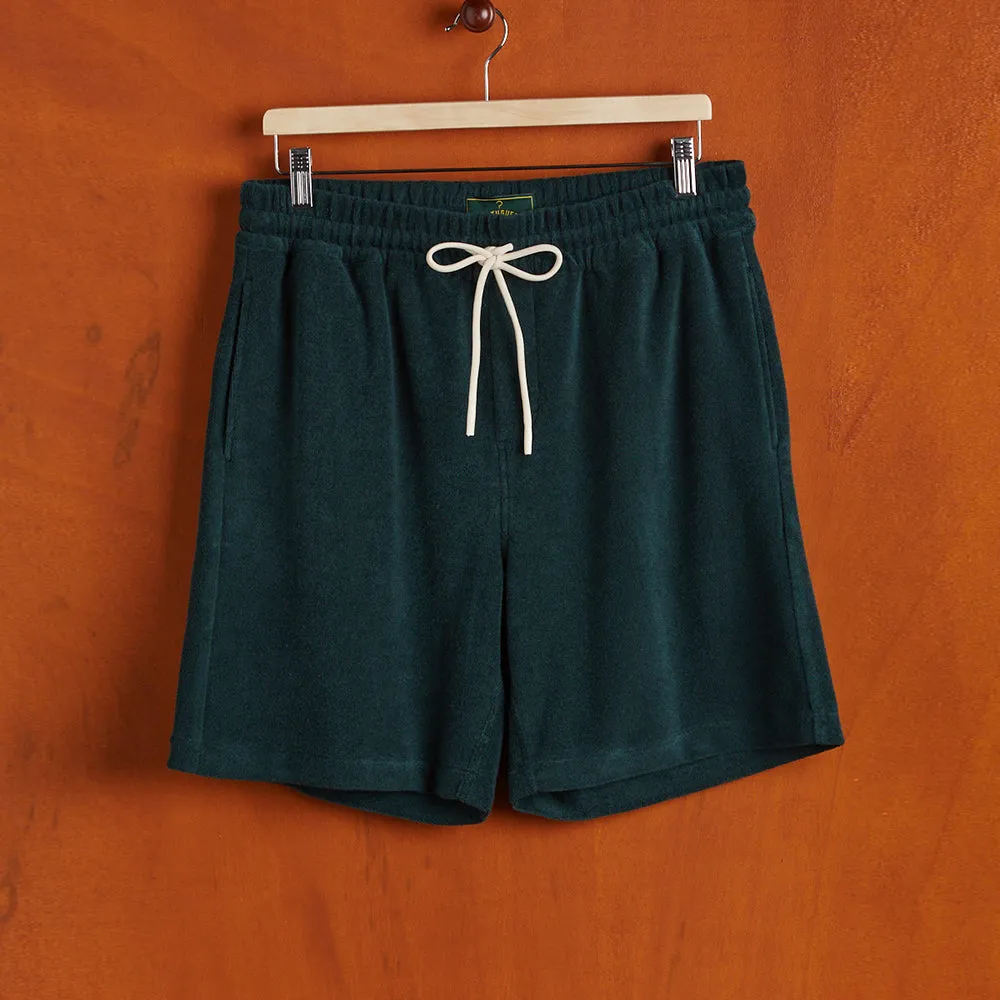 Mens Green Terry Easy Shorts