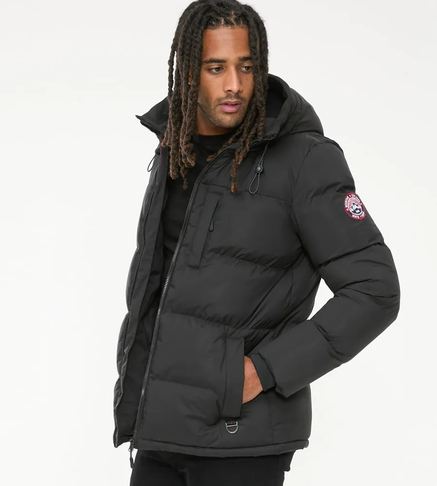 Mens Quilted Puffer Jacket with Micro Fleece Lining and Hood