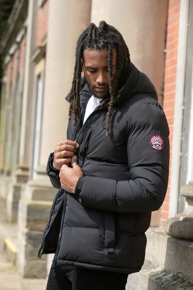 Mens Quilted Puffer Jacket with Micro Fleece Lining and Hood