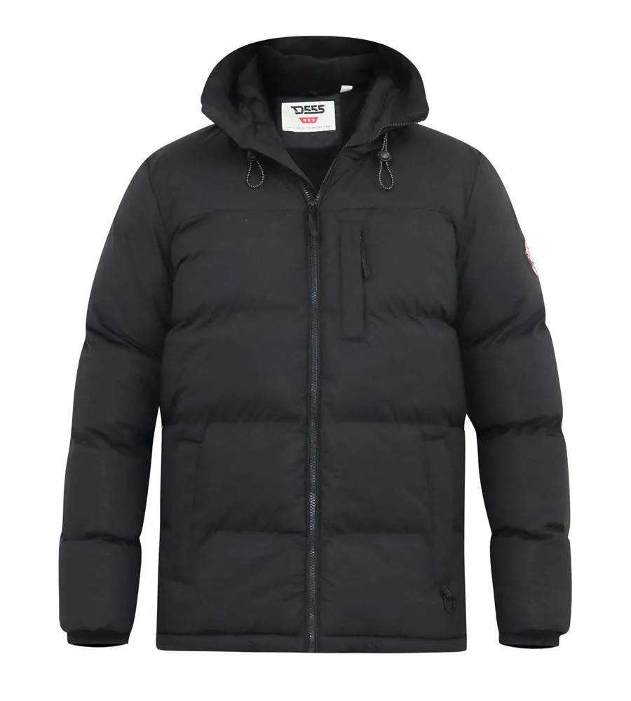 Mens Quilted Puffer Jacket with Micro Fleece Lining and Hood