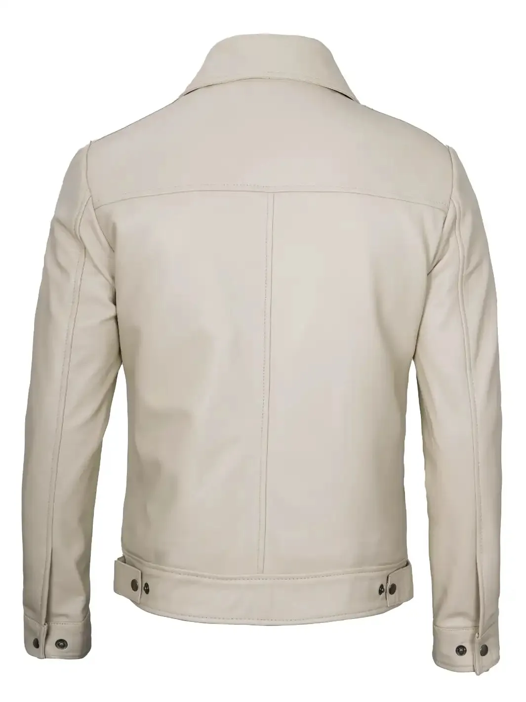 Men's Vintage Beige Leather Harrington Jacket - Reeves.