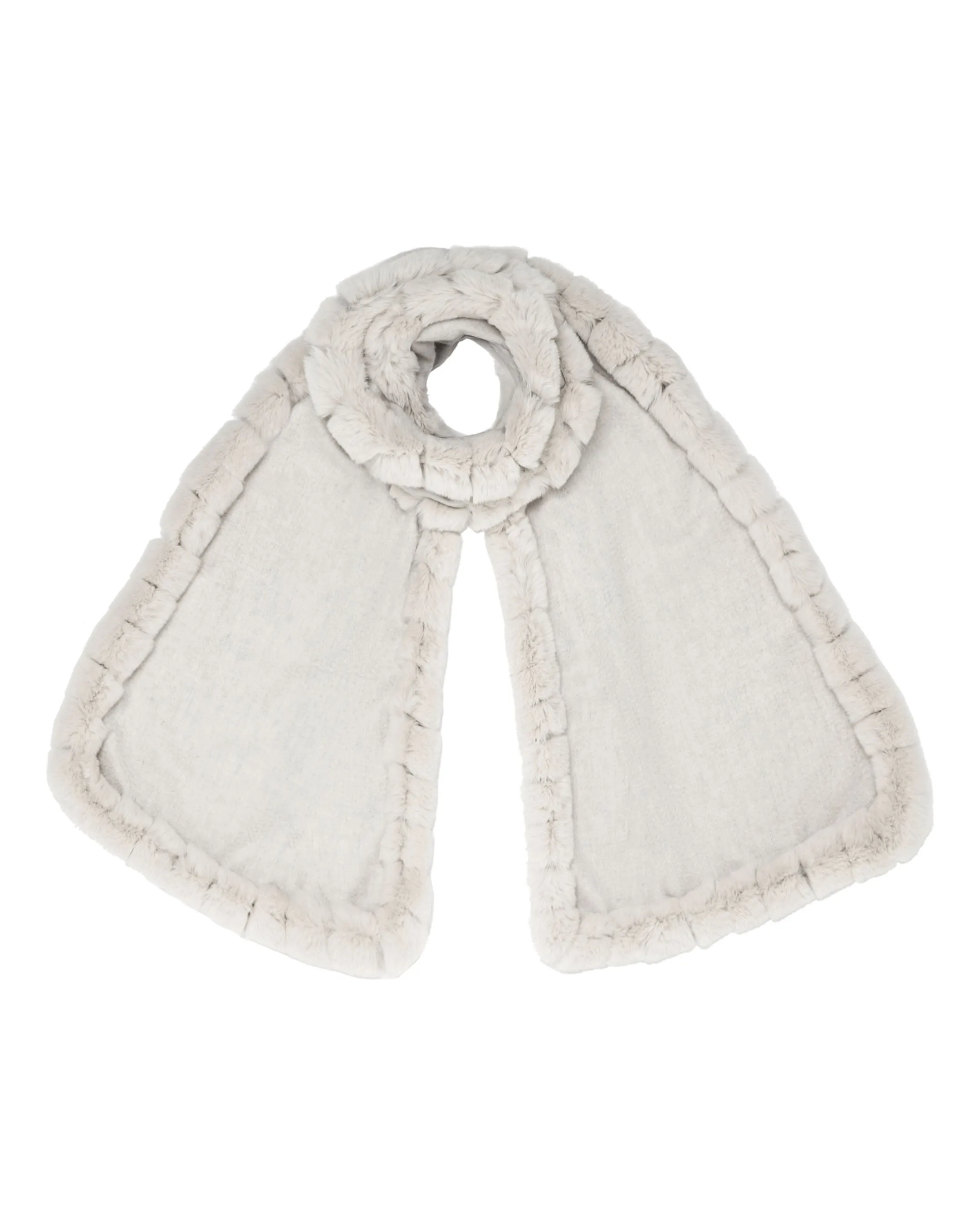 Meribel Woven Fur Trim Scarf Gray - Women's