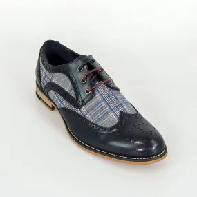 Navy Check Shoes - Cavani Oslo