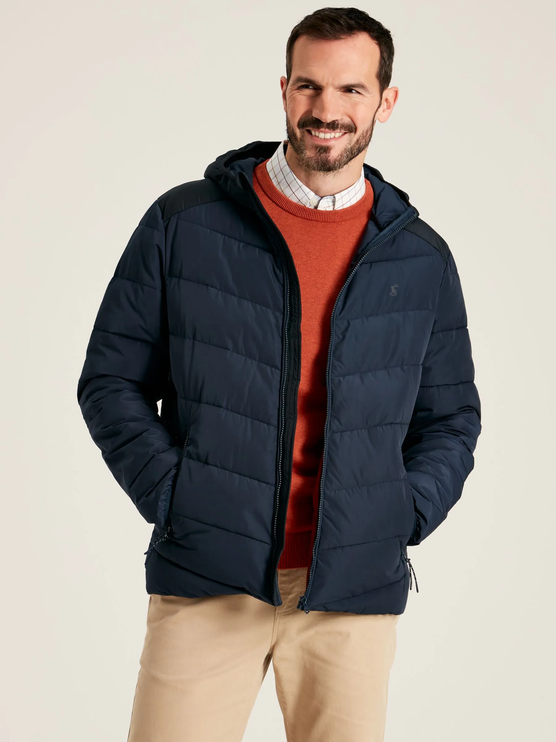 Navy Puffer Jacket Water Repellent Coat