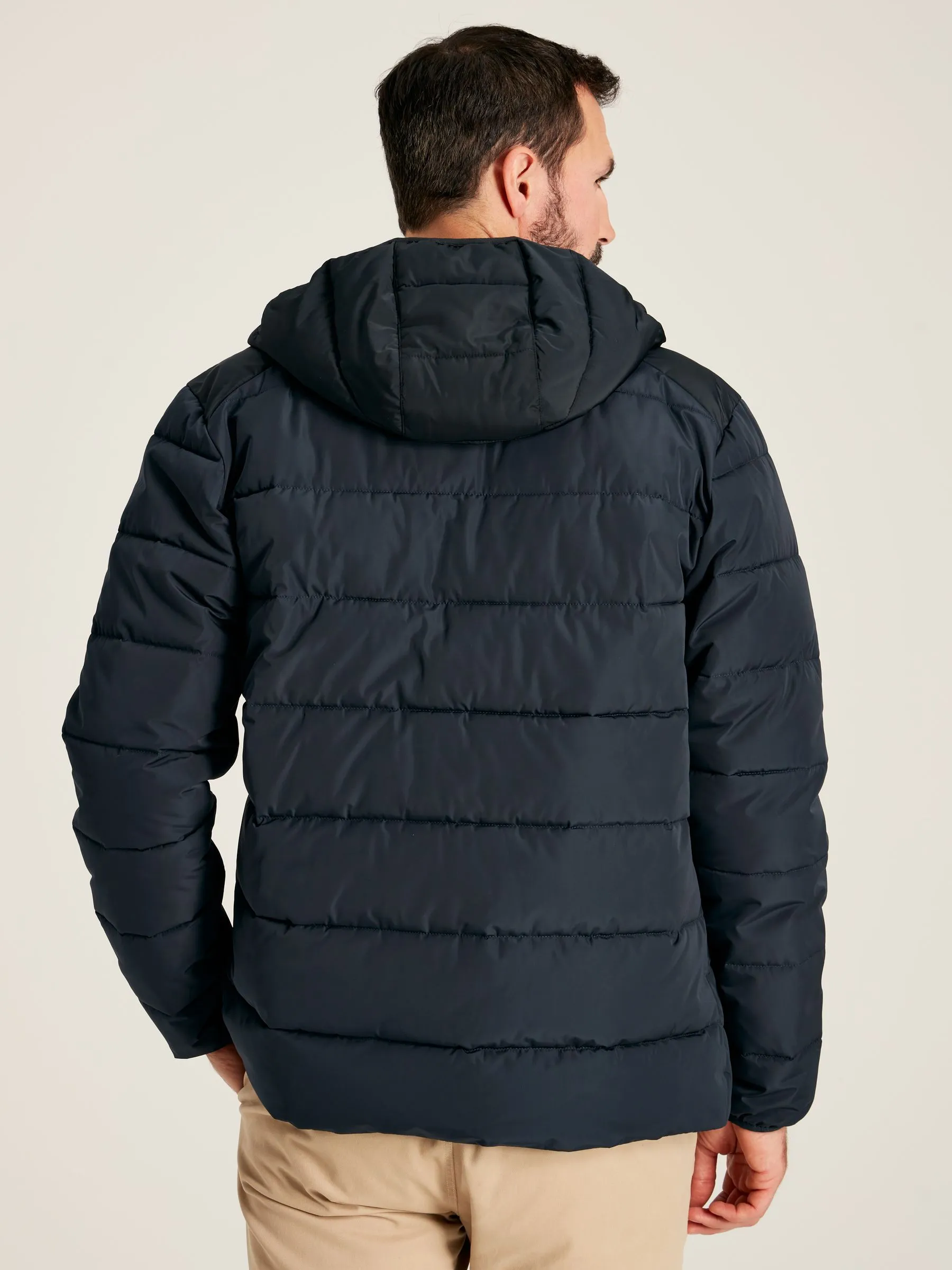 Navy Puffer Jacket Water Repellent Coat