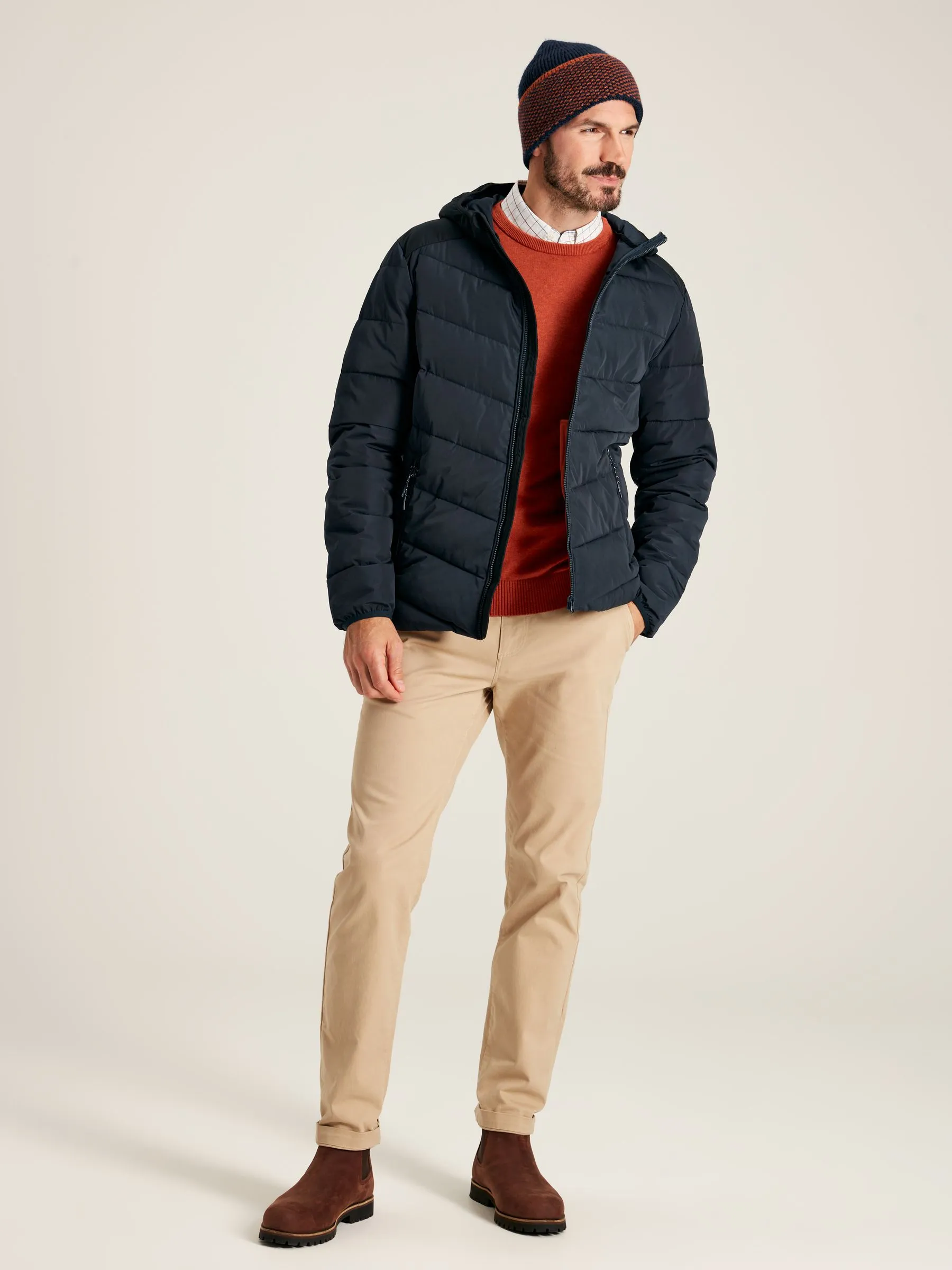 Navy Puffer Jacket Water Repellent Coat