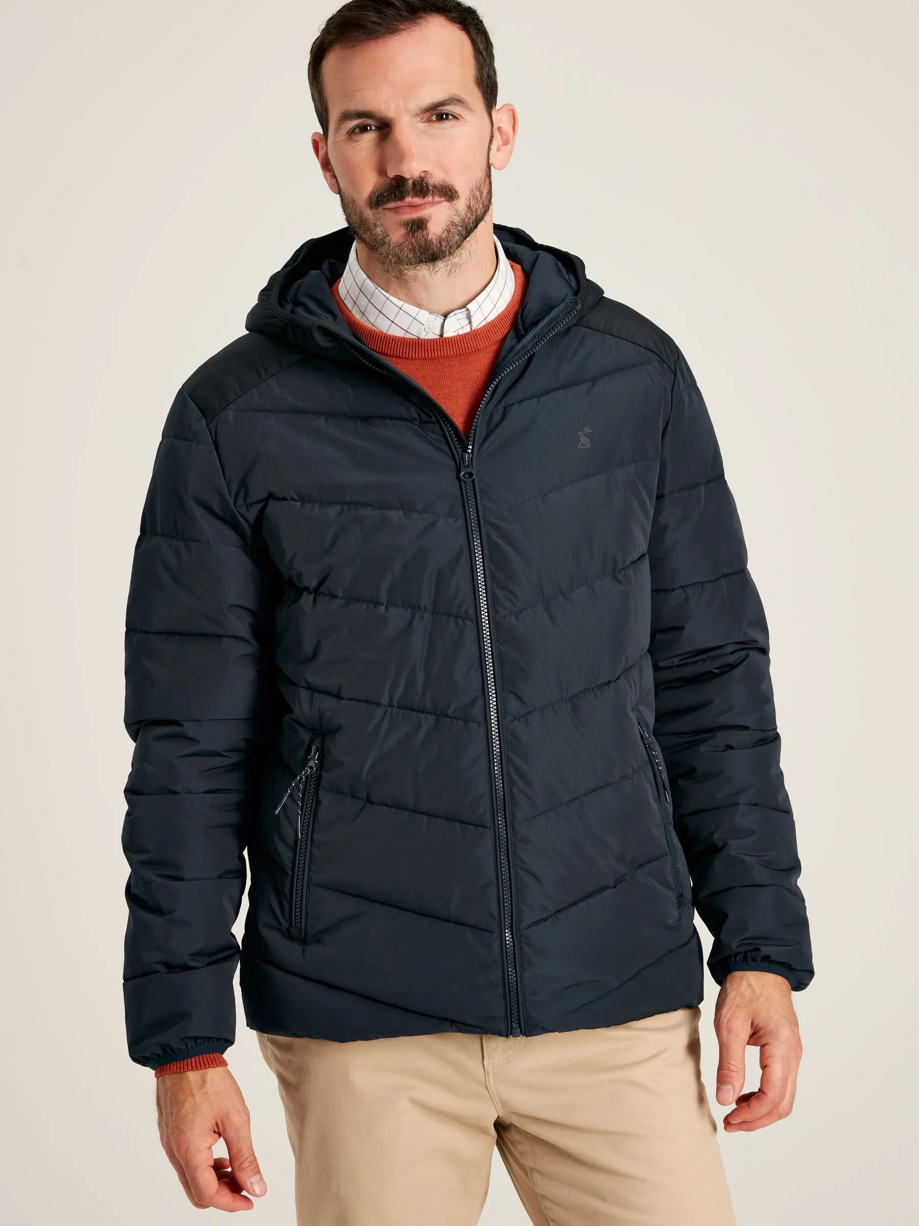 Navy Puffer Jacket Water Repellent Coat