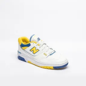 New Balance 550 Low Basketball Sneaker White Leather Yellow Accent