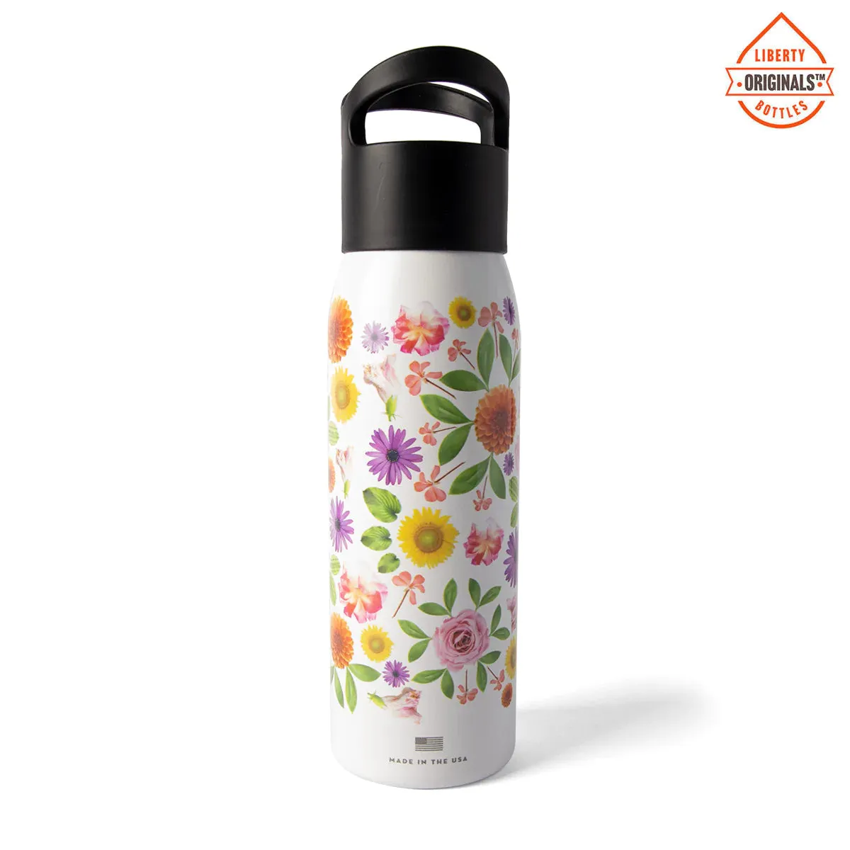 Bloomin Original Water Bottle Black Cap Made USA Liberty Bottleworks