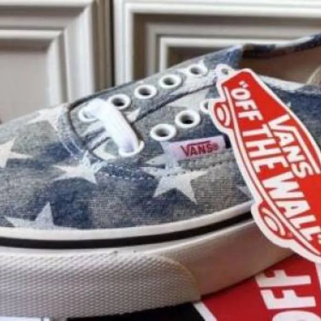 Rare Acid Washed Stars Blue Vans Authentic USA Women's Shoes