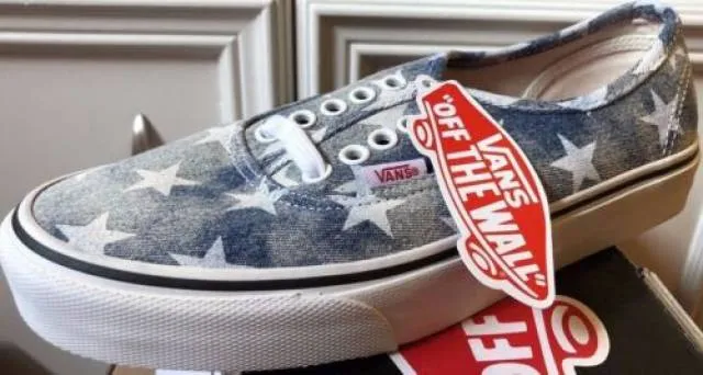 Rare Acid Washed Stars Blue Vans Authentic USA Women's Shoes