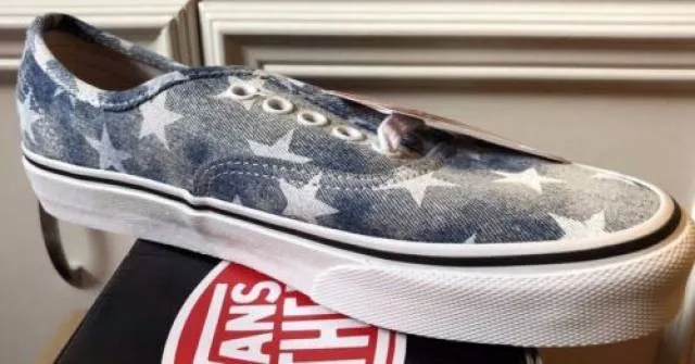 Rare Acid Washed Stars Blue Vans Authentic USA Women's Shoes