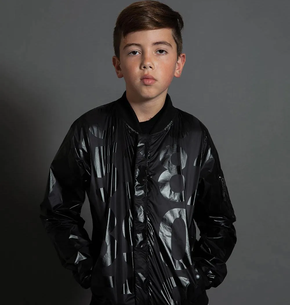 Nununu Kids Black Nylon Numbered Jacket