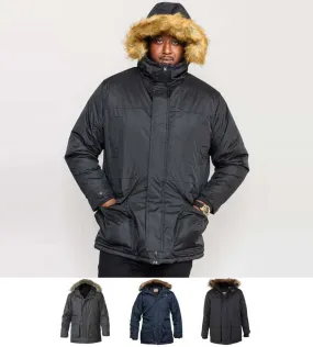 Parka Style Jacket With Removable Fur Trim for Big Men