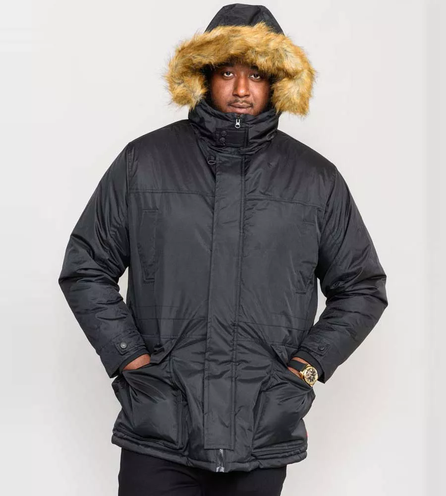 Parka Style Jacket With Removable Fur Trim for Big Men