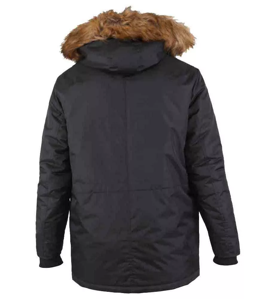 Parka Style Jacket With Removable Fur Trim for Big Men