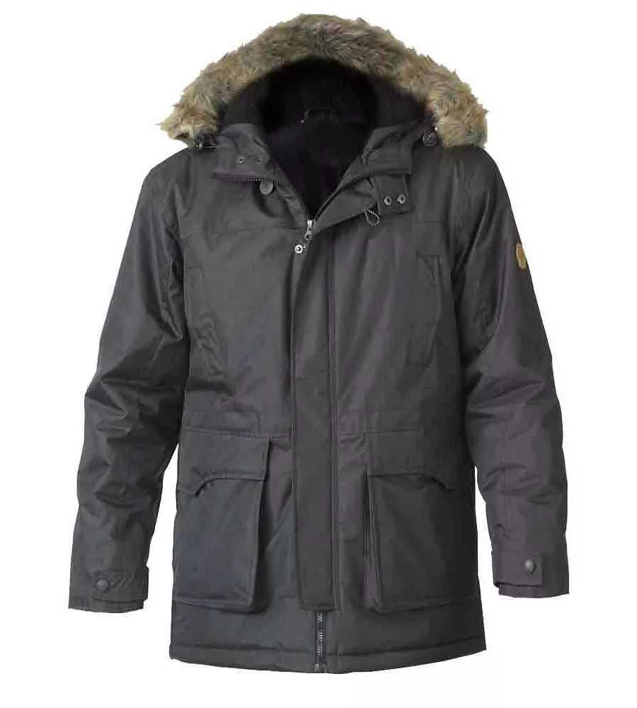 Parka Style Jacket With Removable Fur Trim for Big Men