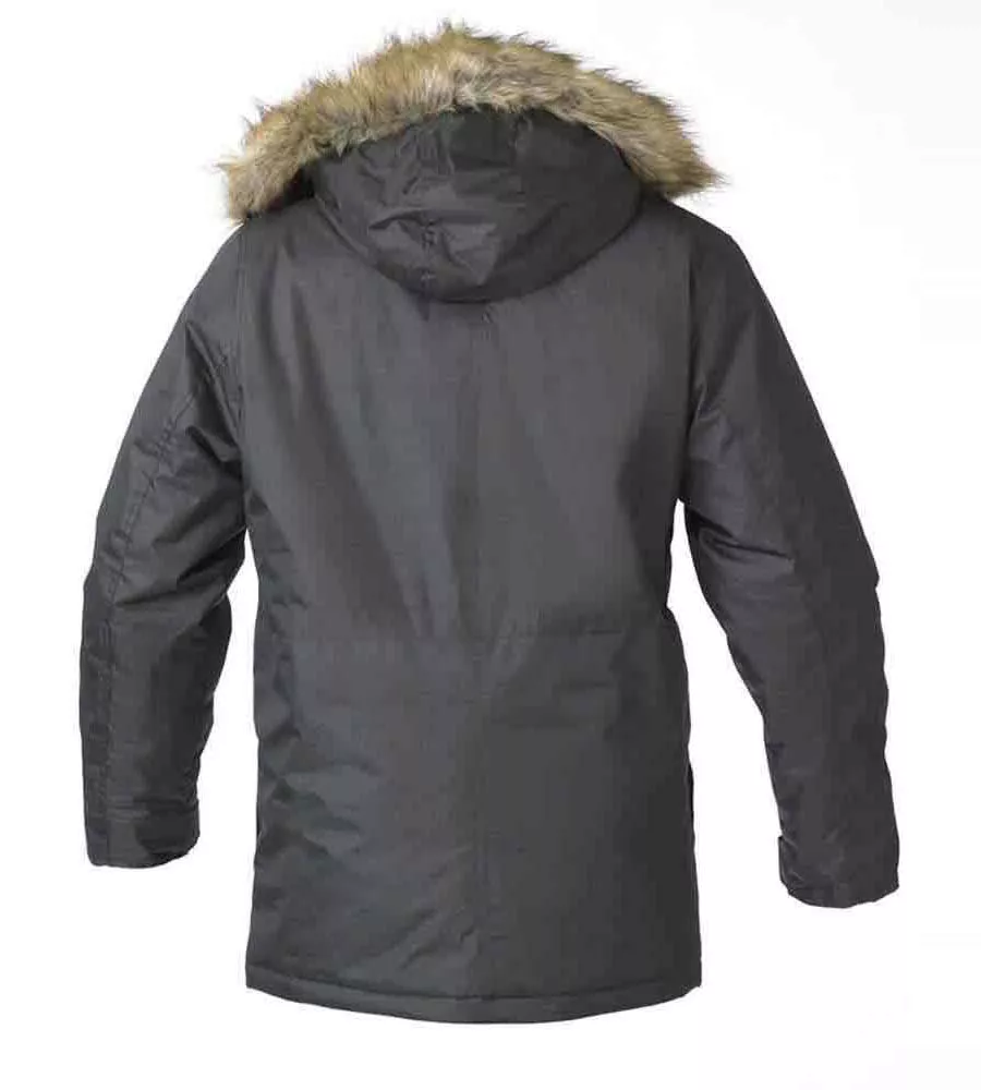 Parka Style Jacket With Removable Fur Trim for Big Men