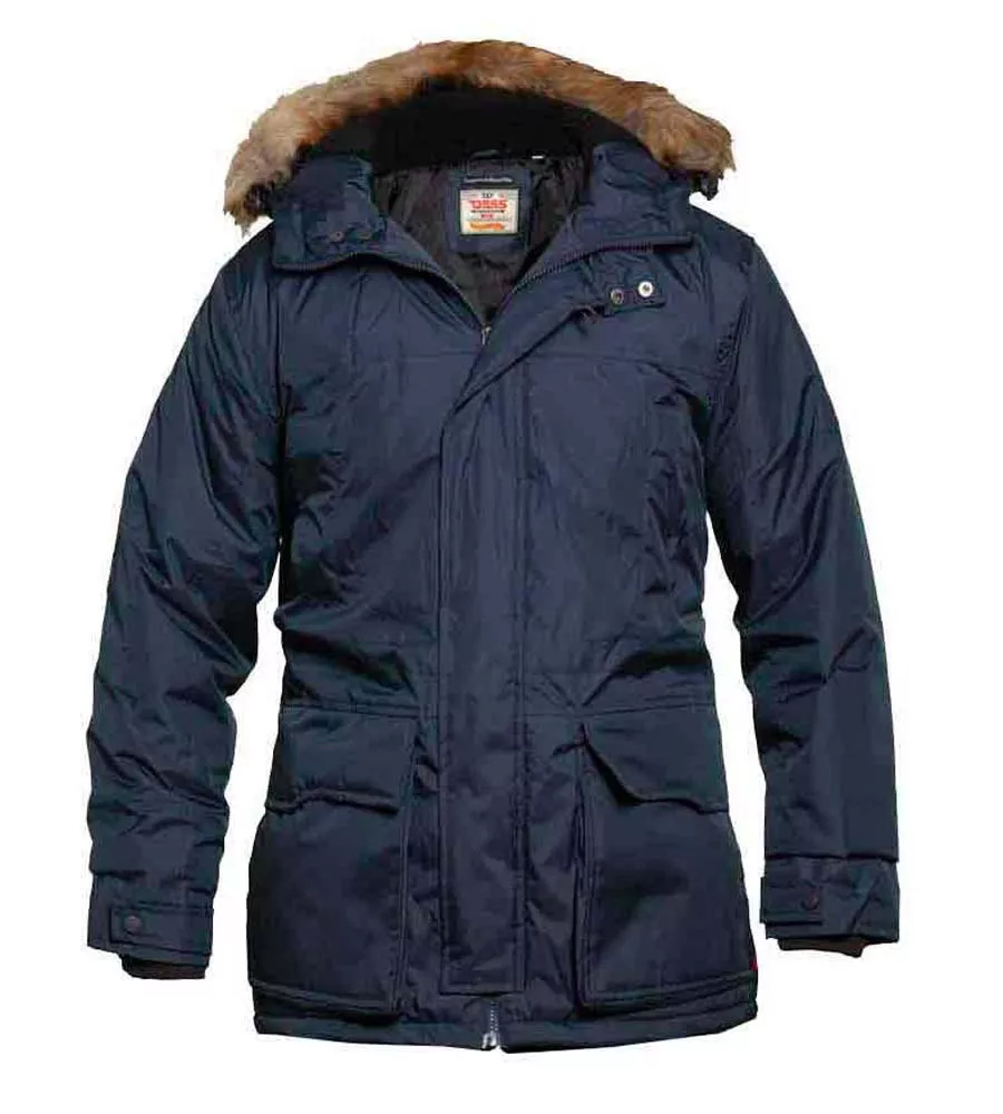 Parka Style Jacket With Removable Fur Trim for Big Men