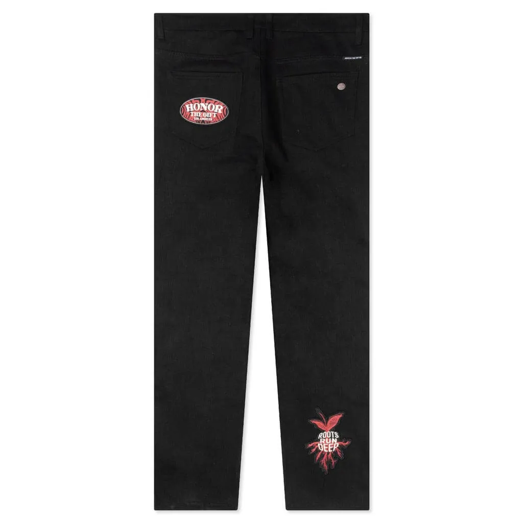 Patched Black Carpenter Pants